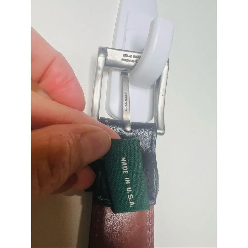 Cole Haan Brown Black Leather Woven Men's Belt Sz 34